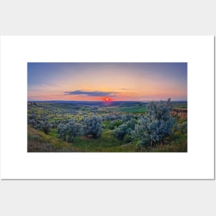 Panoramic summer sunset Posters and Art